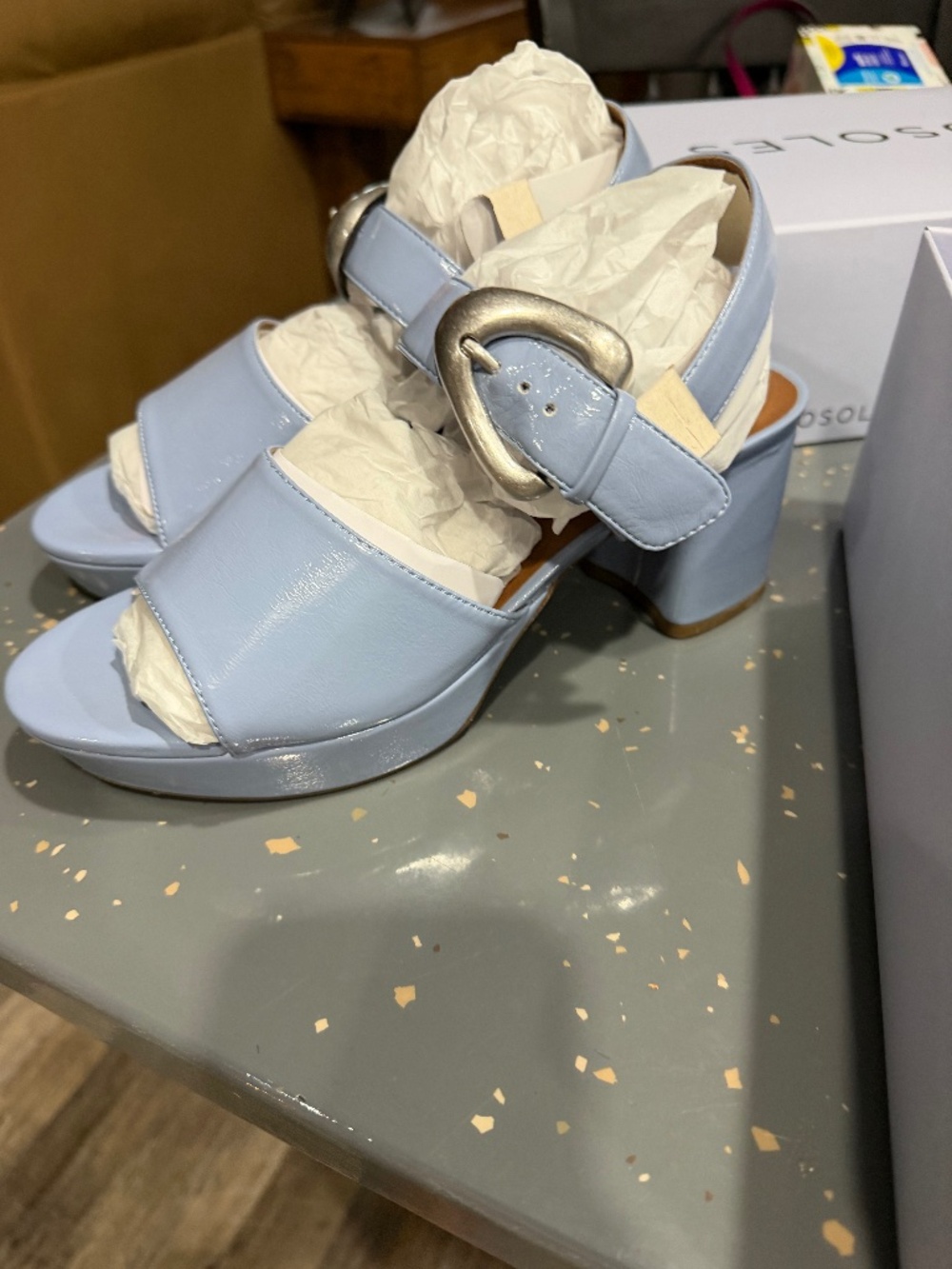 Aerosoles soft blue chunky heal size 8.5
